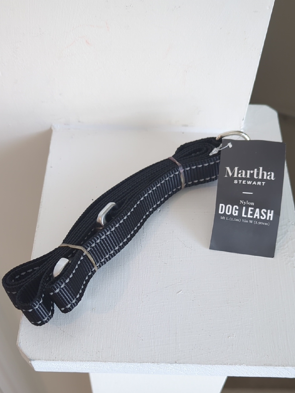 Martha Stewart Black Nylon Reflective Dog Leash